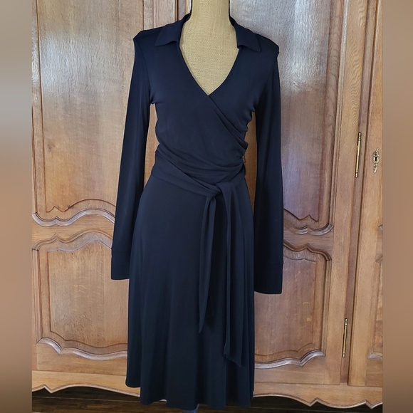 Talbots black faux wrap dress size 6 - Picture 5 of 8